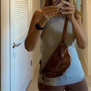 Bronze metallic crossbody fanny pack